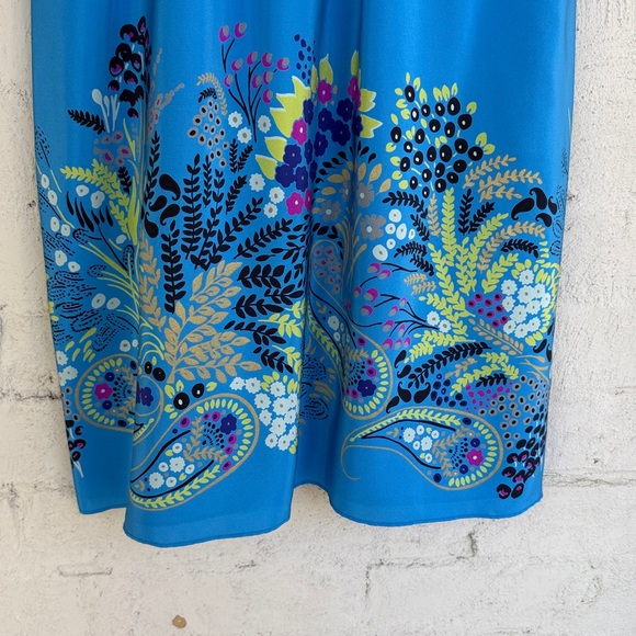 Tibi Blue Floral/Paisley Engineered Print Silk High Waisted Dress Size 6 - Picture 5 of 13